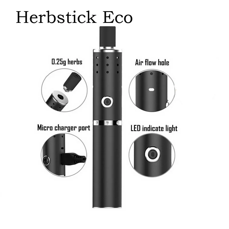 

Original CIGGO Herbstick Eco dry herb Vaporizer 2200mah Temperature Control Airflow Hole Mini Vape Pen Herbal e cigarette Kit