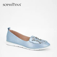 SOPHITINA женские Туфли без каблуков светильник-голубые, розовые, бежевые, из овечьей кожи; Мокасины без задника; высокое качество Повседневное круглый носок женская обувь с бабочкой; P34