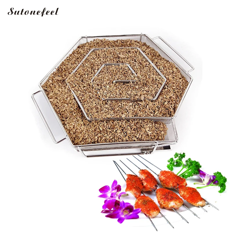 

SutoneFeel Cold Smoke Generator Hexagon Stainless Steel Cold Smoking Barbecue Grill BBQ Accessories