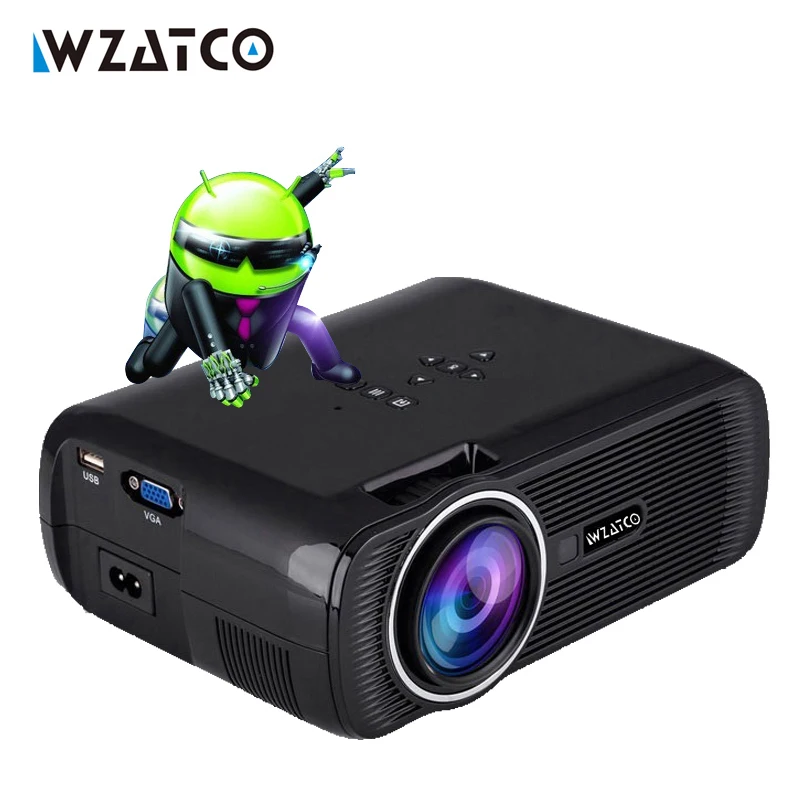 WZATCO CTL80 Smart Android 6 0 wifi Portable HD led TV Projector 1800lumens 3d home theater
