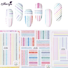 Monja 3 вида стилей, самоклеющиеся многоцветные Ленточные наклейки для дизайна ногтей, декоративные наклейки для маникюра