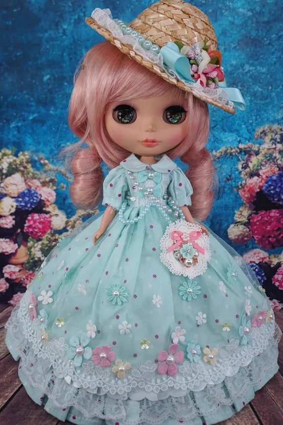 Blyth кружевное платье BJD платье с цветочным принтом Озон наряд Одежда для кукол(Fit blyth, озон, Licca, ММК, pullip, ob, 1/6 кукла