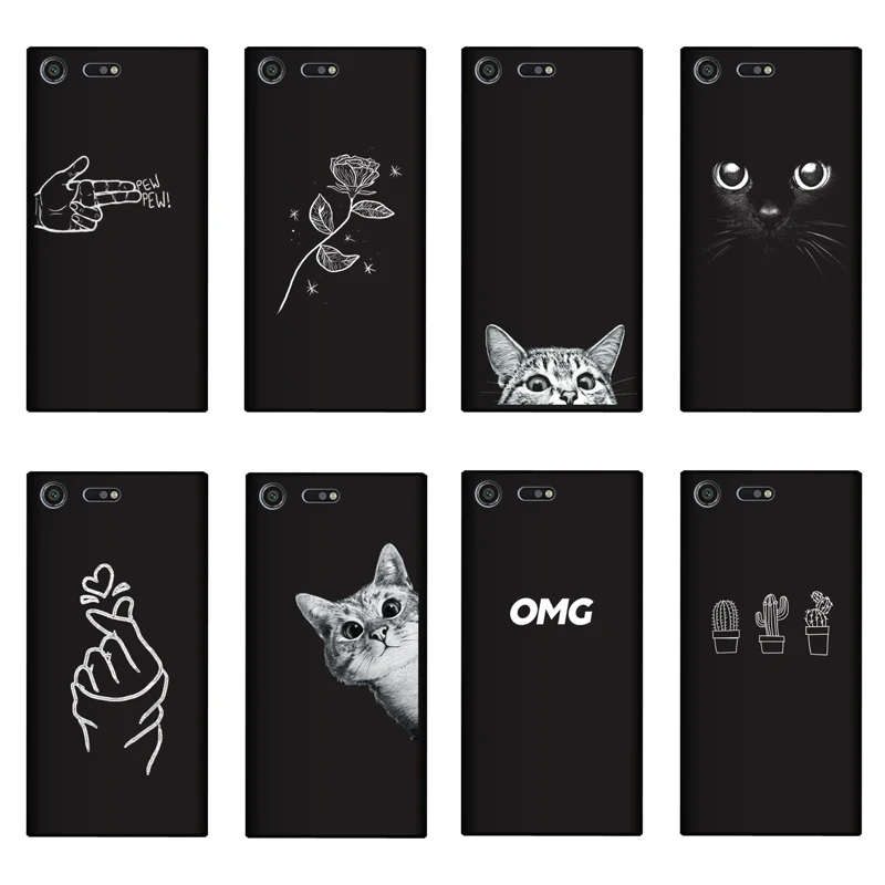 

QAQsam Silicone For Sony Xperia Z5 Compact X XZ XZ1 L2 XA2 XA XA1 Premium Cover Painting Matte Phone Cases