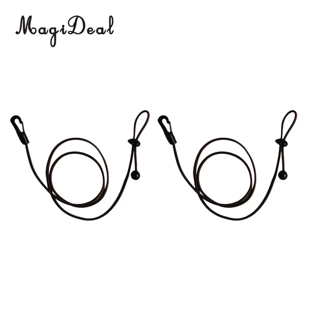 MagiDeal 2 Pieces 1.2m Elastic Kayak Paddle Leash Bungee Fishing Rod Lanyard Orange/Coffee