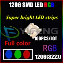 100 шт 1206(3227) Общий Анод RGB светодиодная лампочка для монтажа на поверхность триколор красный зеленый синий 20мА ультра яркий чип светоизлучающий диодный светильник SMT