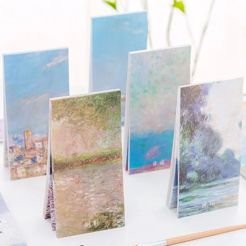 

Hand Oil Painting Pattern Bookmark Index Tab Pads Sticky Notes Memo Pad Stationery Creative Random