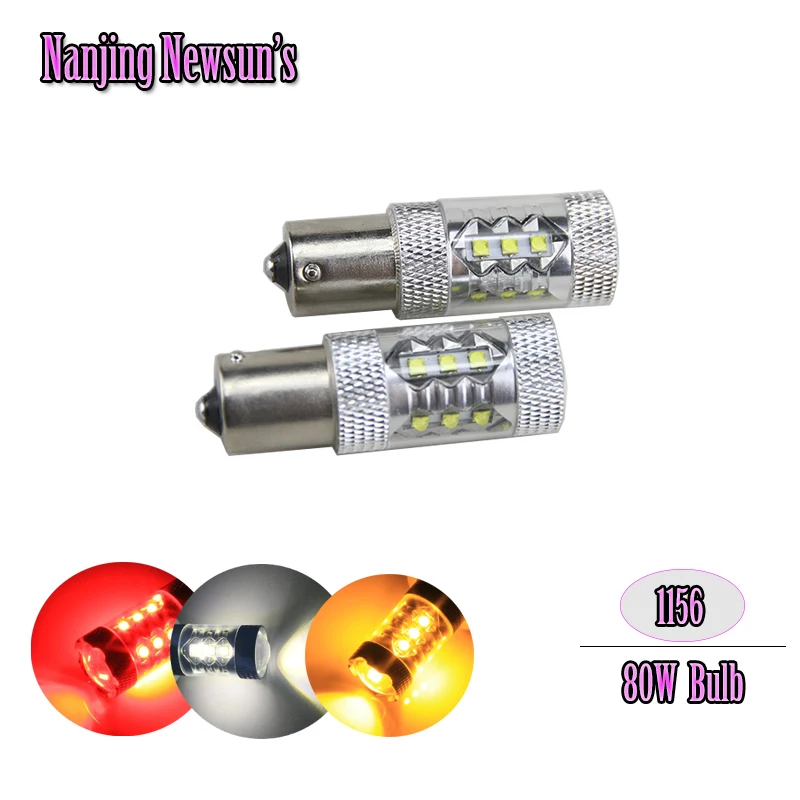 

2x 80W High Power S25 1156 BA15S BAU15S BAY15S Led Light Bulbs Auto Car Motorcycle Front Rear Turn Signal Lights Reverse Lamp