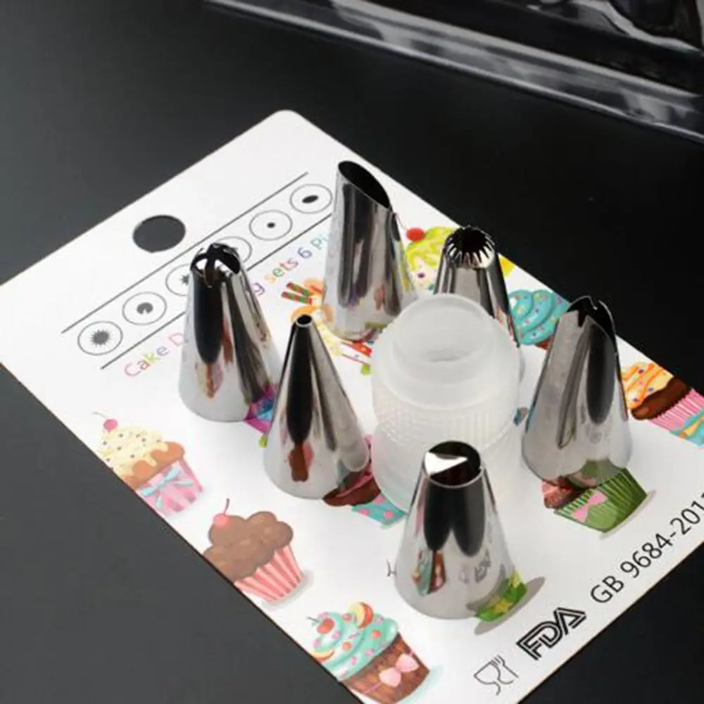 

6pcs/set Cake Decorating Tips Set Cream Icing Piping Sugarcraft Rose Nozzle Pastry Tools Fondant Decorating Tools