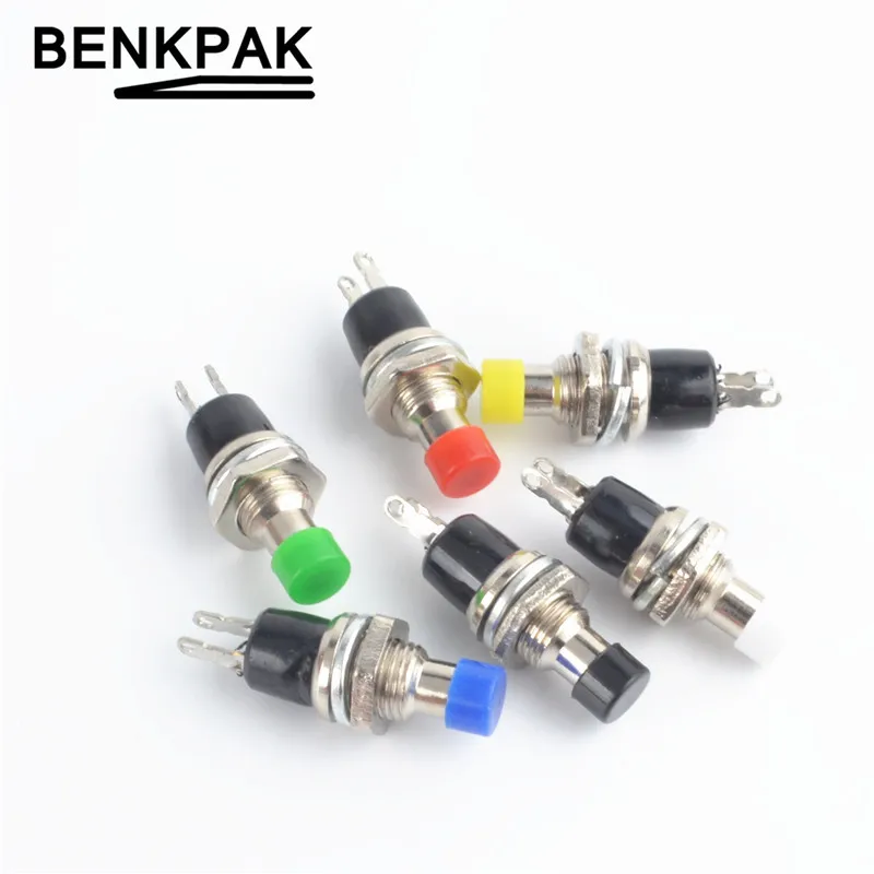 

10Pcs 7mm Thread Multicolor 2 Pins Momentary Push Button Switch Normally Open
