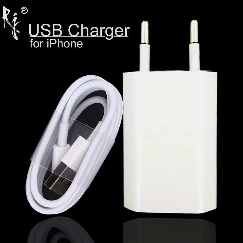 Стены AC USB Зарядное устройство ЕС Plug White Цвет для Apple IPhone 5 5S 5C 6 S 7 iphone 8 Булавки