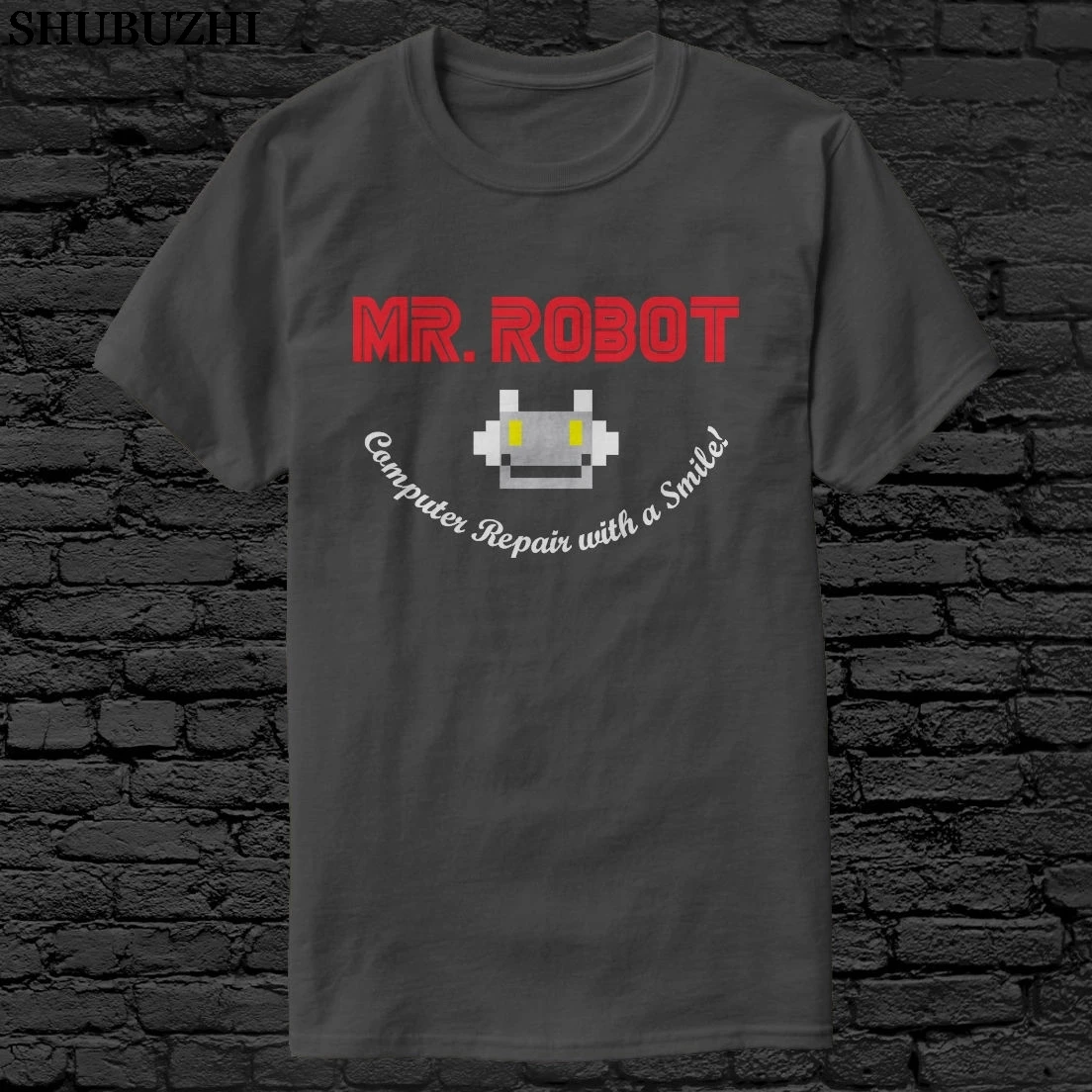 

Tops Summer Cool Funny T-Shirt Mr Robot Mr. Robot Computer Repair with A Smile T-Shirt Summer
