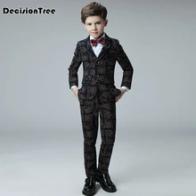 Новинка года; корейский деловой костюм с пиджаком для мальчиков; длинный рукав; хлопковый костюм джентльмена для свадьбы; черная верхняя одежда; menino; одежда;