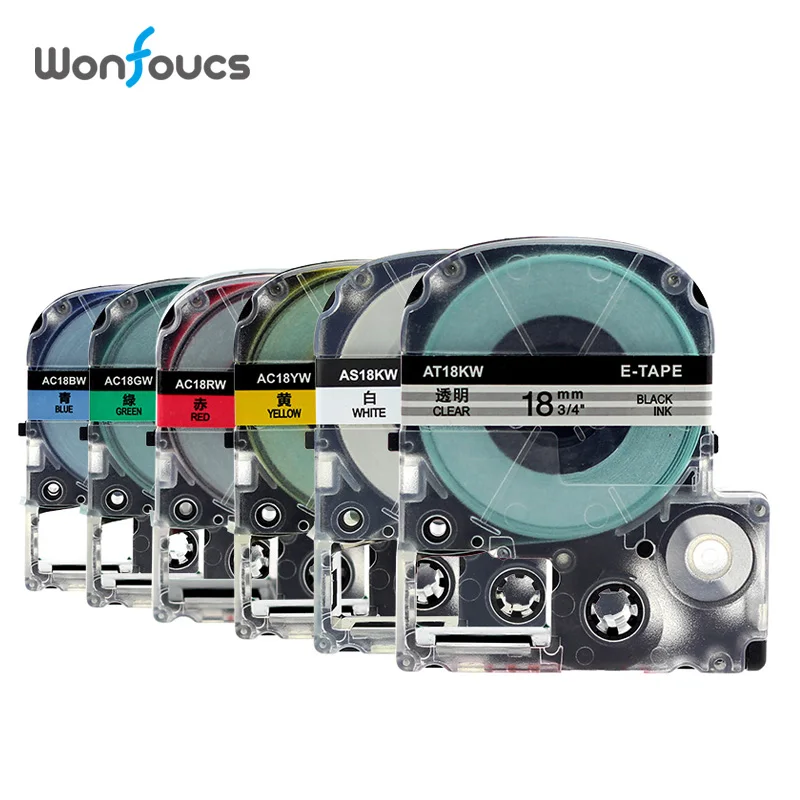 18 мм совместимый Epson Kimji этикетки ленты ST18KW SS18KW SC12RW SC18YW SC18GW SC18BW для LabelWorks LW400 6 шт