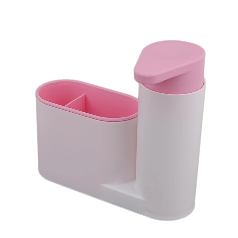 Портативный домашний пластиковый диспенсер для шампуня и мыла, практичный жидкий с губкой, держатель для кухонной и ванной комнаты из АБС-пластика - Цвет: Розовый
