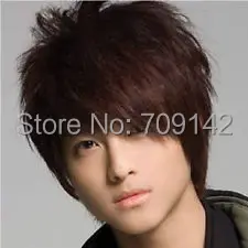 New Fashion Korean Men S Wig Short Dark Brown Hair Cosplay