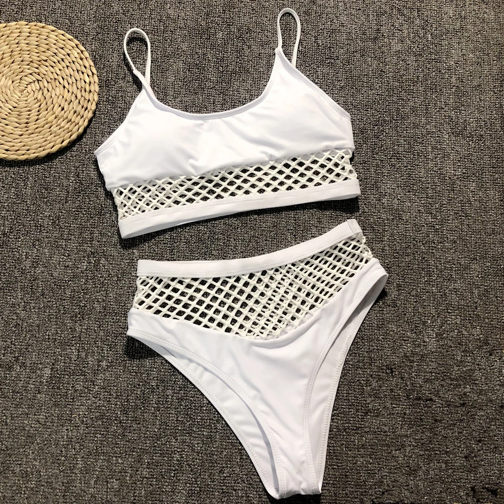 

BIKIWAVE 2019 White High Waist Bikini Sexy Lace Swimwear for Women High Waisted Bathing Suits Women Swimsuit