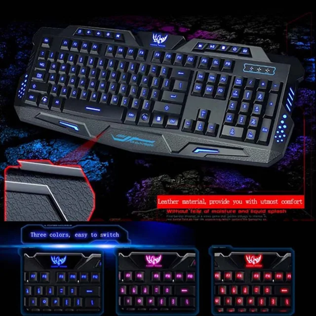 Best Price English Version Professional Wired Gaming Keyboard For PC Laptop Red/Purple/Blue Backlight modes Dropshipping
