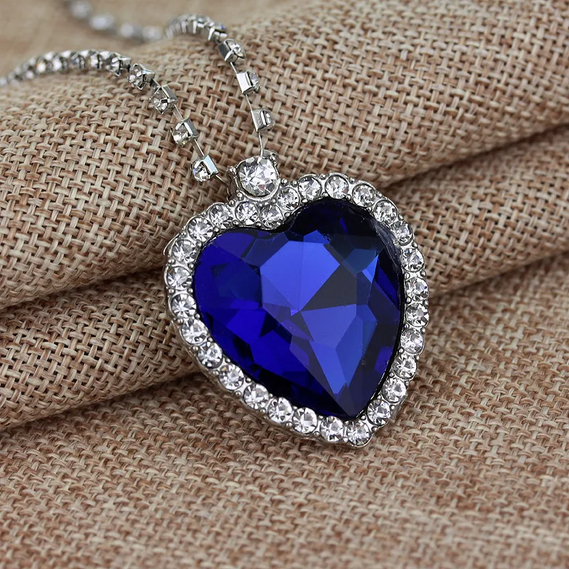 

Heart Necklace Big Crystal Pendant Blue Red Women Neckalce Lovers Collar Mujer Collier Femme Collares 2019 Valentine's Day Gift