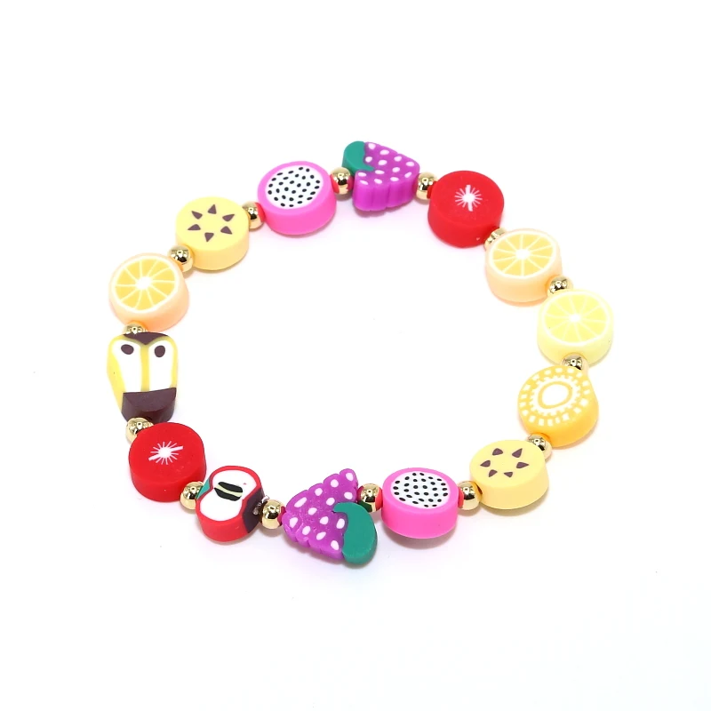 Summer Style Fruit Charms Clay Beads Cute Bracelet For Women or