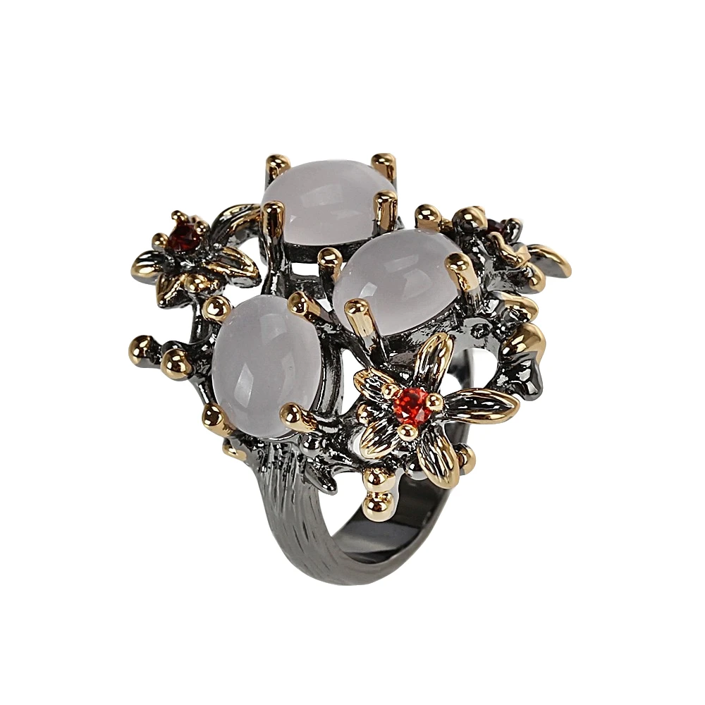 WA11690 pink opal flower rings for women Fabulous stone vintage jewelry (7)