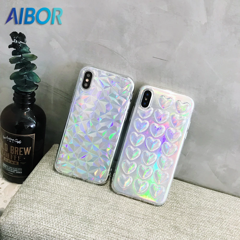 Роскошные 3D Diamond шику Лазерная Радуга чехол для Samsung Galaxy S8 S9 плюс Примечание 8