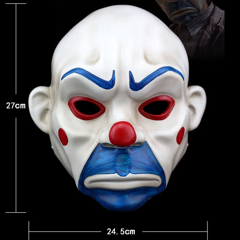 Najtaniej Dorosły z żywicy Joker Bank rabuś maska Clown Batman mroczny rycerz rekwizyt halloweenowy bal przebierańców kostium przebranie