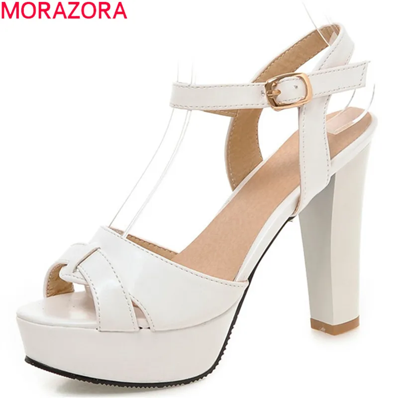 

MORAZORA 2019 new arrival women sandals open toe summer high heels platform sandals buckle elegant party wedding shoes woman