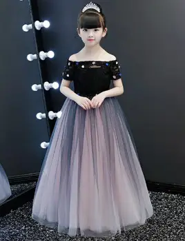 

summer brand Handmade Girls Dress Birthday Princess Tutu Dress Winter black Baby Girl Party Kids evening Trailing Dress 2-12