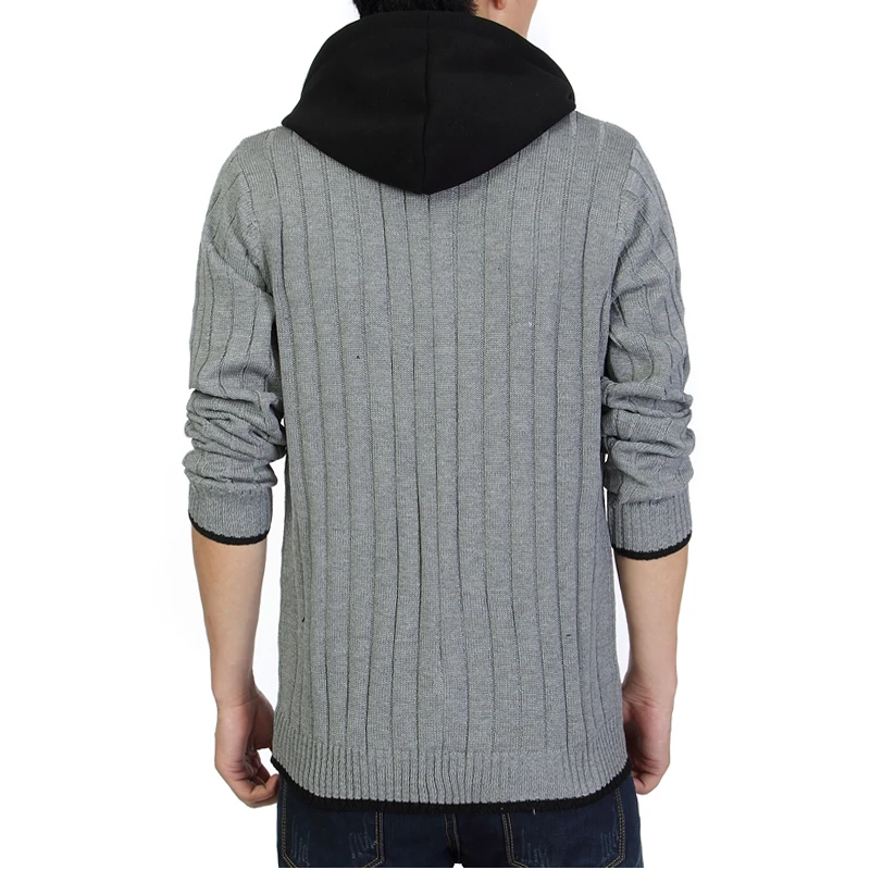 Мужской очень теплый свитер, зимний Черный Серый кардиган, полосатый свитер со шляпой, высокое качество, Толстая куртка размера плюс 4XL 5XL 6XL