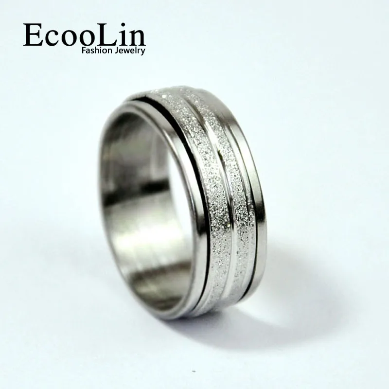 

Fashion Women Jewelry Frosted Rotation Stainless Steel Ring For Women and Men Dorpshipping LR052