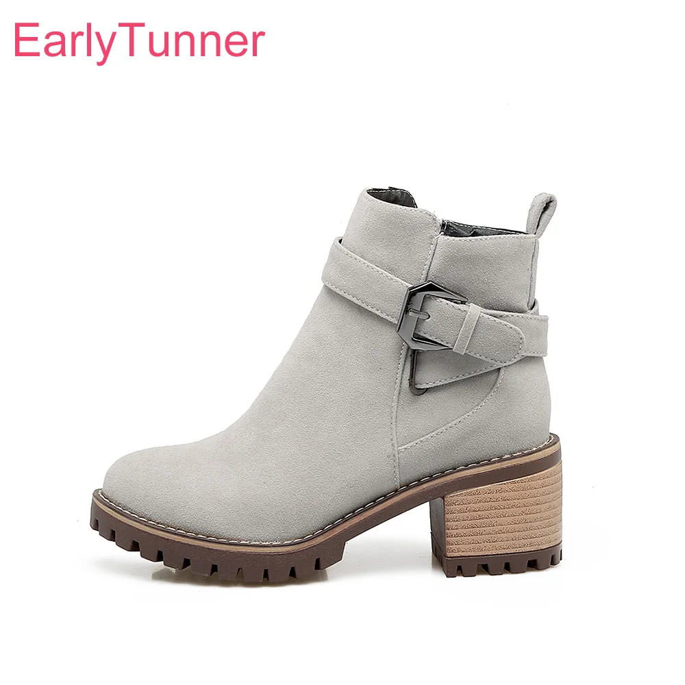 

Brand New Hot Winter Black Yellow Women Combat Ankle Boots Fashion Gray Lady Riding Shoes High Heel EV53 Plus Big Size 10 33 43