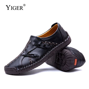 

YIGER New Casual shoes men Genuine Leather loafers men Handmade shoes soft sole Lazy shoes Fashion Spring Leisure shoes 0240