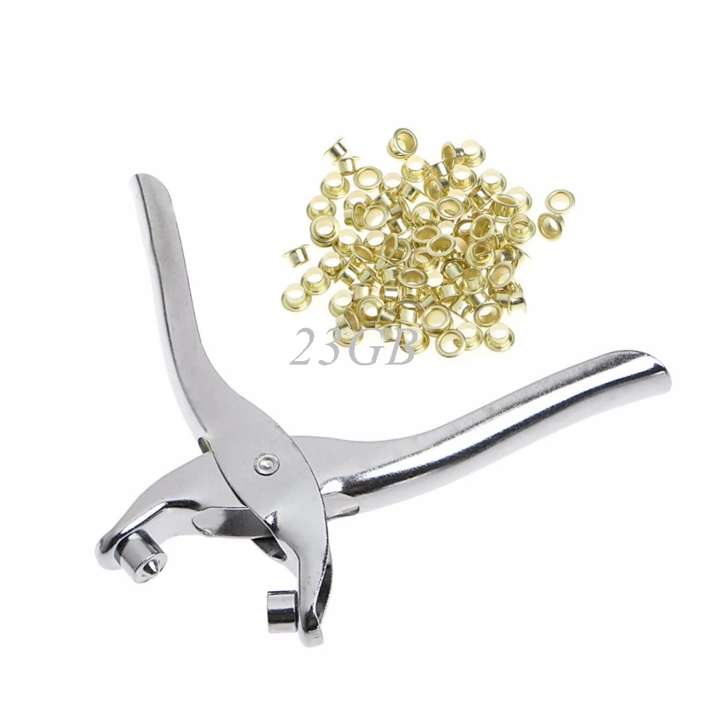 

2017 NEW 100 Eyelets+Grommet Pliers Eyelets Set For DIY Shoes Clothes Manual Tools Kit Sliver APR21_17