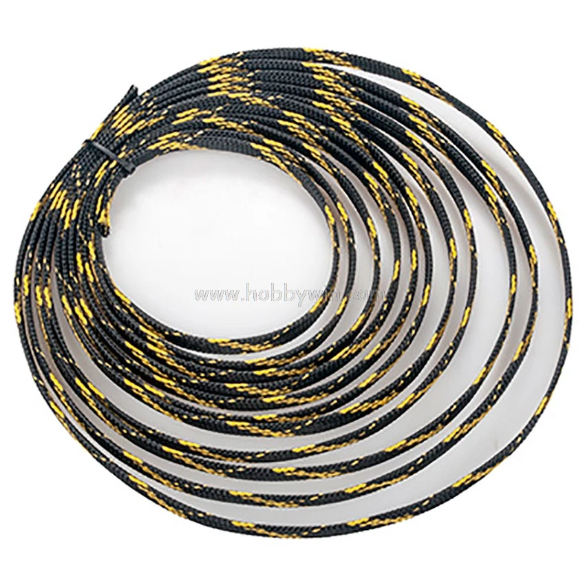 

6mm Snakeskin Net Braided Protection Rope x5M (Black+ Golden Yellow) for Brushless ESC RC FPV Drone multirotor aircraft