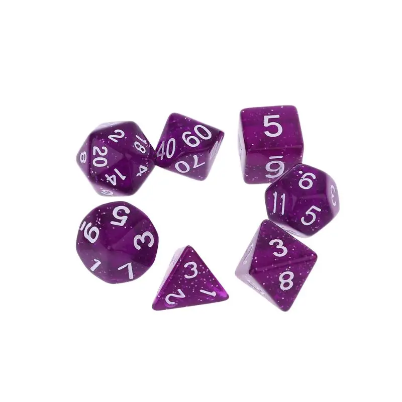7 шт. двухсторонние игральные кости D4 D6 D8 D10 D12 D20 подземелья и дракон D& D RPG поли настольная игра набор многосторонние игры Вечерние игры подарки - Цвет: Фиолетовый