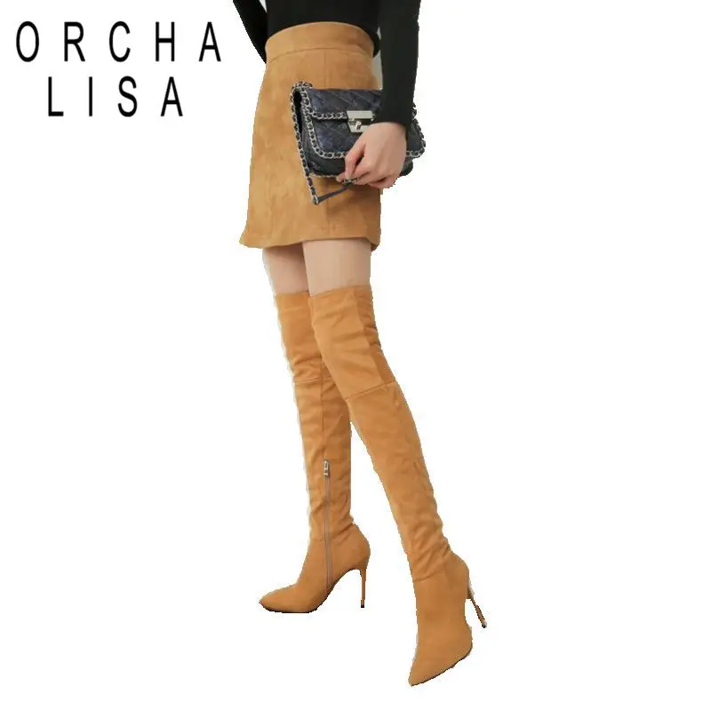 

ORCHA LISA 2020 Brand Autumn Winter Women Boots Long Stretch Slim Thigh High Boots Fashion Over the Knee Boots High Heels Shoes