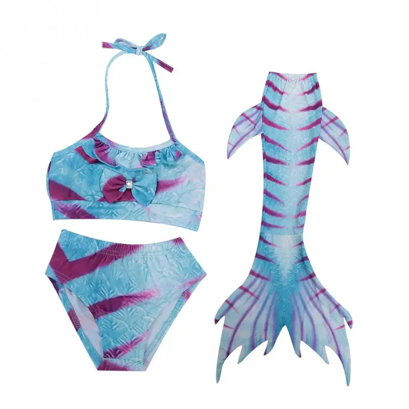 Girls 3pcs Swimwear Top Panties Fish Tail Swiming Costume Sparkle