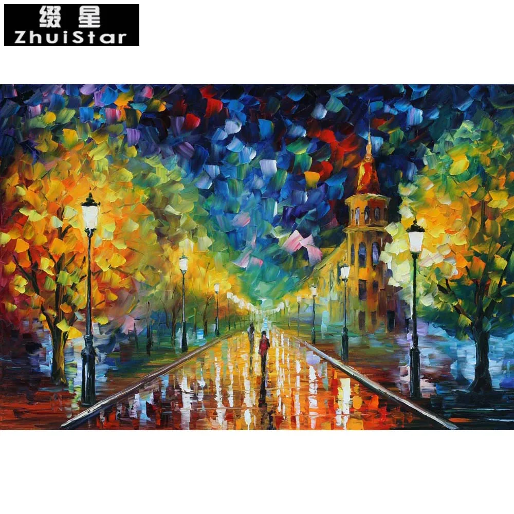 

New 5D DIY Diamond Painting Pedestrians on the road Embroidery Full Square Diamond Cross Stitch Rhinestone Mosaic Painting decor