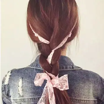 

2017 Women Headbands Lace Hair HoopSummer Style Imitated Pearl Scrunchy Hair Bows Elastic Hair Bands Flower Hairbands