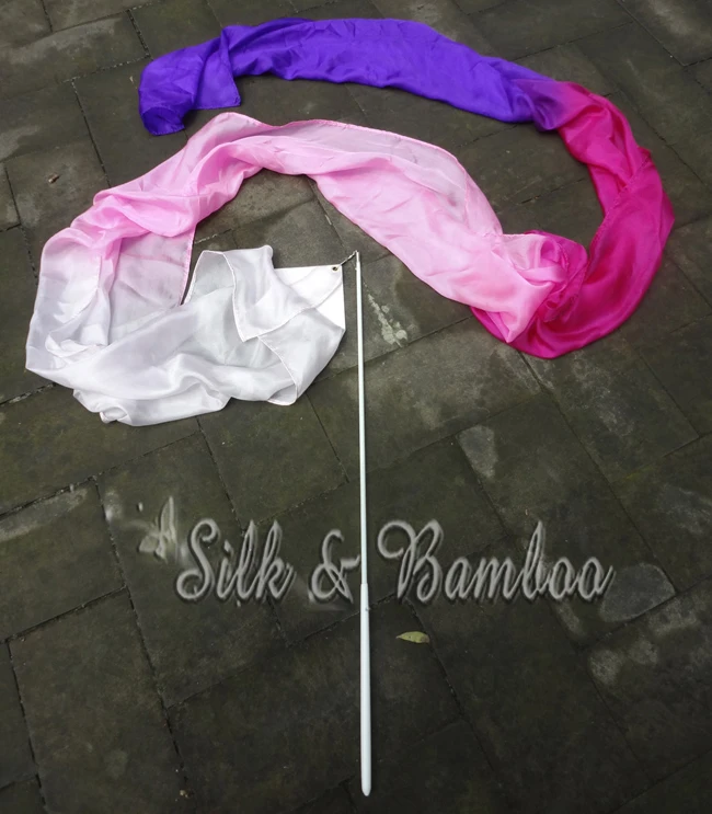 

white-light pink-pink-purple, 1 piece 2.5m*0.3m(97"*12") dance/worship streamer, real silk!
