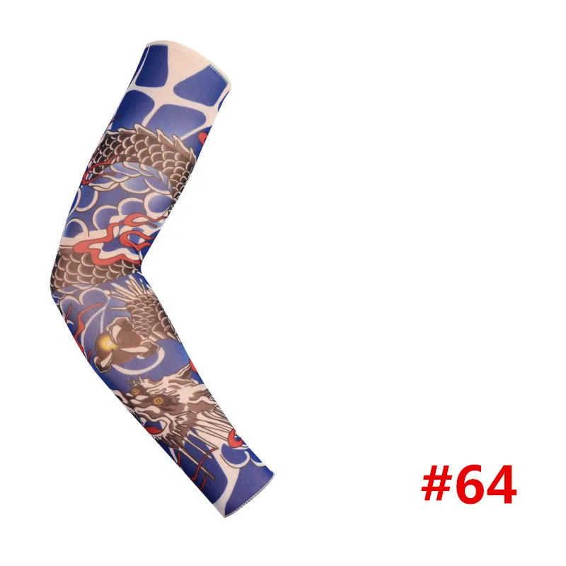 Снаружи унисекс для взрослых митенки мужчин и женщин ледяной 3D солнцезащитный крем Татуировка манжеты с принтом нейлон Лето тату рукавами - Цвет: 64