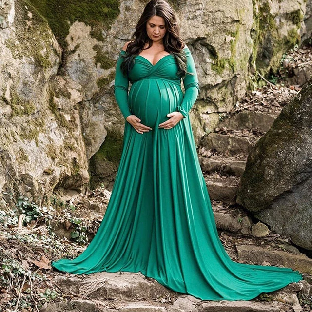 Vestidos para sesión de fotos del embarazo, vestido maternidad, accesorios de fotografía, maxivestido Sexy de larga con cuello en V para de verano _ - AliExpress Mobile