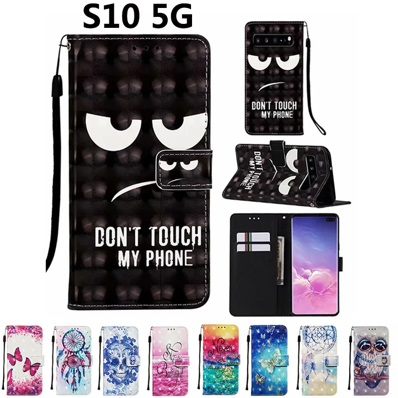 

For Samsung S10 5G OWL Unicorn Skull 3D Print Flip Wallet Leather Card Slot Cover Case for Samsung Galaxy S10 5G Painted Case