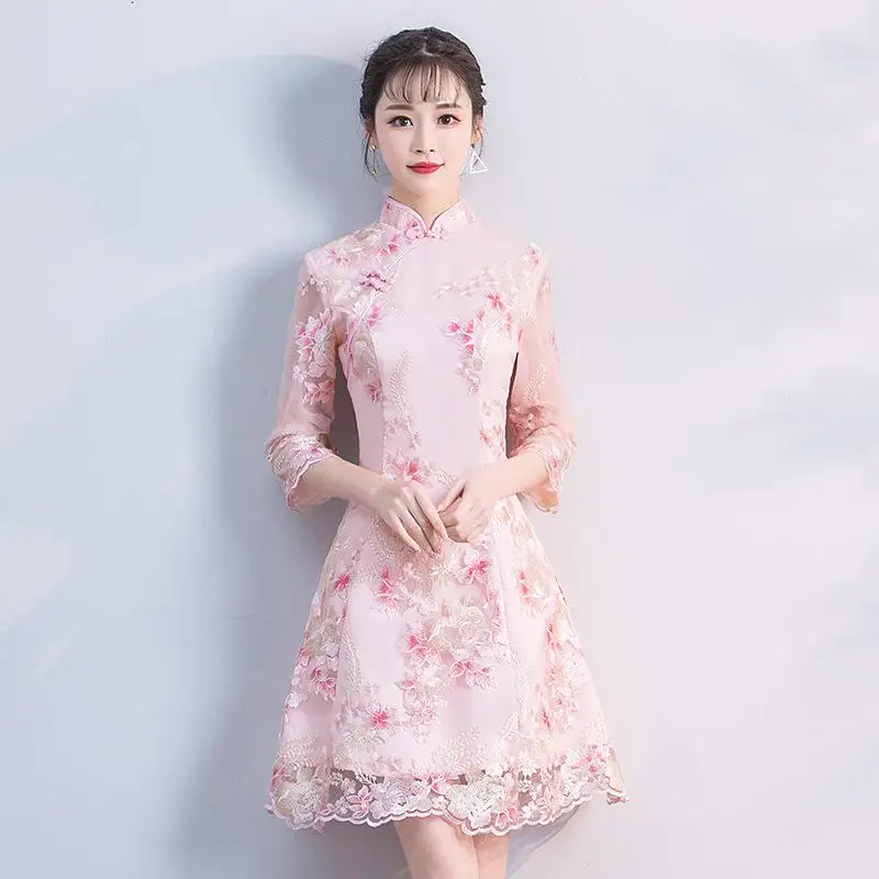 Модное свадебное платье Cheongsam, Восточное вечернее платье в китайском стиле, женское элегантное платье Qipao, Сексуальное мини платье в стиле ретро, Vestido S-3XL - Цвет: style 5