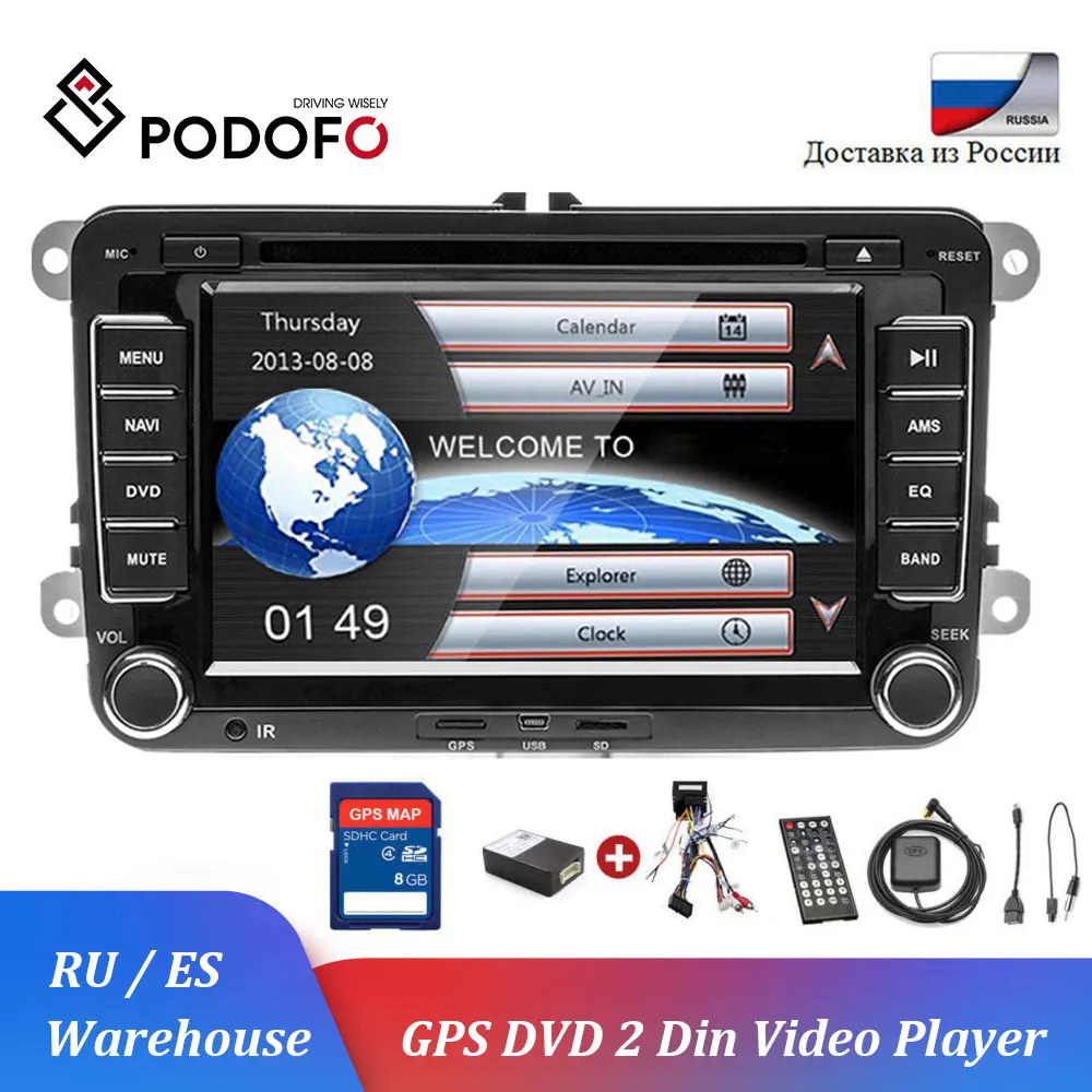 Podofo 2 Din " автомобильный DVD gps Авто Радио стерео плеер для Volkswagen VW golf 6 Passat b6 B7 Touran polo Tiguan seat leon skoda