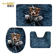 HUGSIDEA Симпатичные Пальто с принтом кошка Чехлы для сиденья унитаза толстые теплые Туалет случае Коврики Ванная комната wc горшок крышка для Винер 3 шт./компл