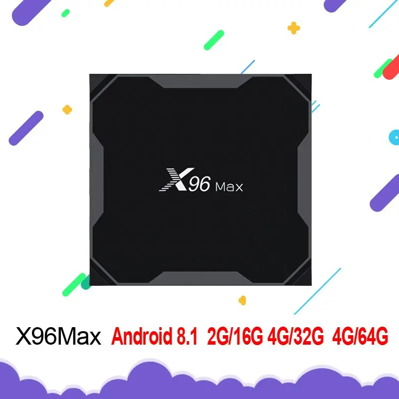 Смарт ТВ приставка X96Max Android 8 1 четырехъядерный процессор Amlogic S905X2 LPDDR4 4 ГБ 32 ГБ/64 Гб