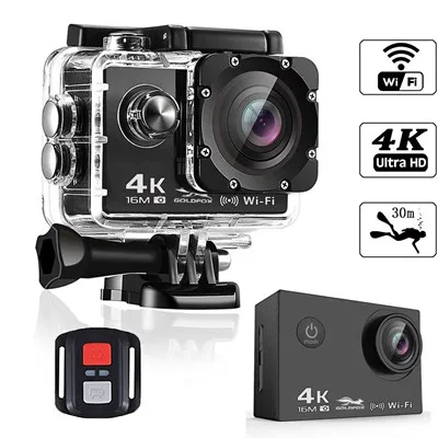 with remote control Высококачественная Экшн-камера Ultra HD 4K wifi 16MP 2,0 ЖК-экран 170D Объектив Угол дистанционного управления 30 м Водонепроницаемая DV Спортивная камера - Цвет: with remote control