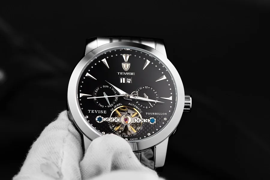 TEVISE Mechanical Watches Complete Calendar Auto Date Luminous 24 Jewel Tourbillon Automatic Watch Men Luxury Clock Men 2017  (4)
