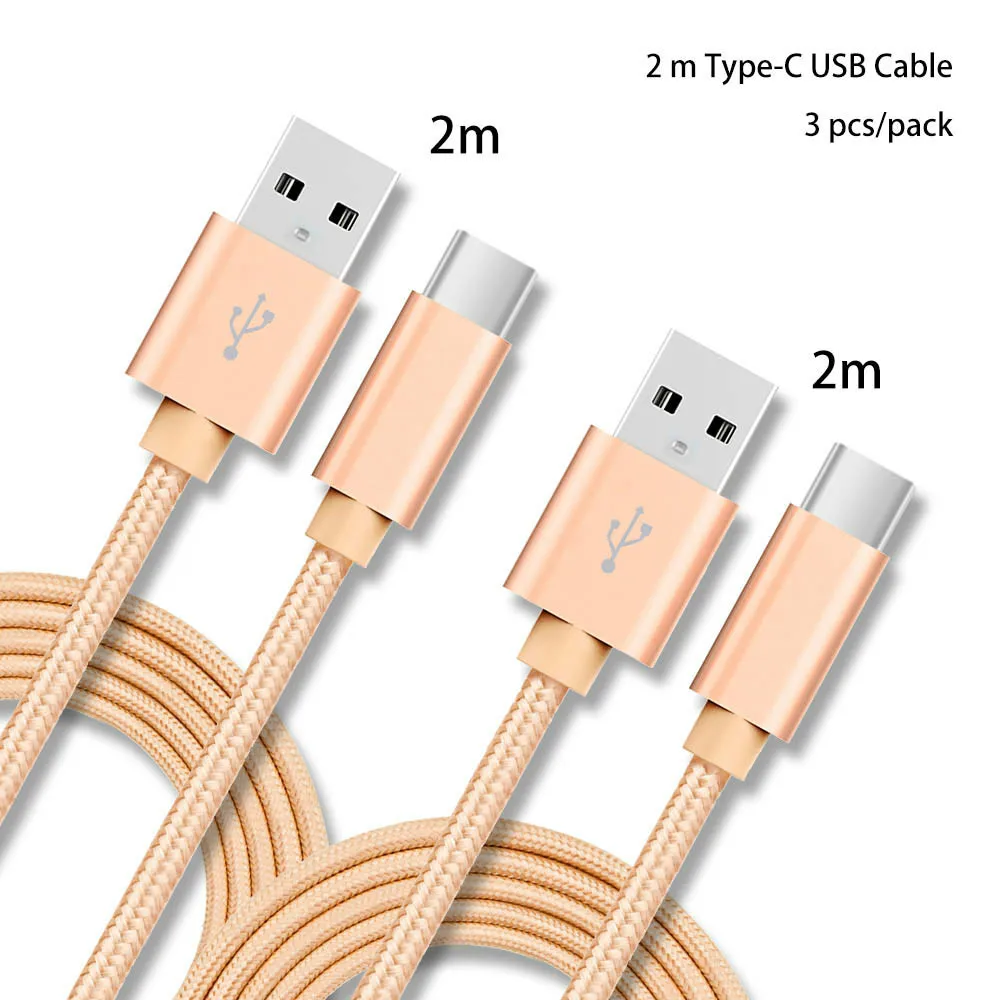 Золотой 2 м ⑤ упак. 2.4A Type C USB нейлоновый кабель для зарядного устройства Samsung S10/LG